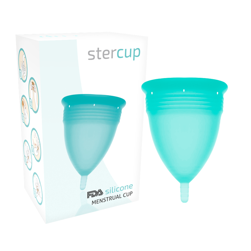 Stercup menstrual cup size l aquamarine color fda silicone