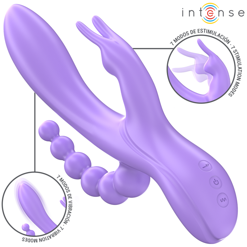 INTENSE – MIKO TRIPLE VIBRATOR RABBIT STIMULATOR ANAL 7 VIBRATIONS PURPLE