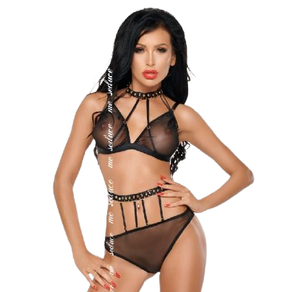 Me-seduce dotty 2 pieces set black s/m